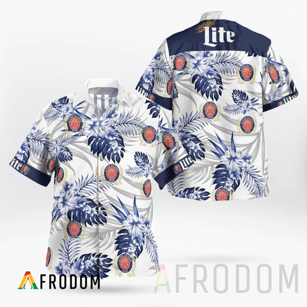 Boho Tropical Flowers Miller Lite Hawaii Button Shirt HU