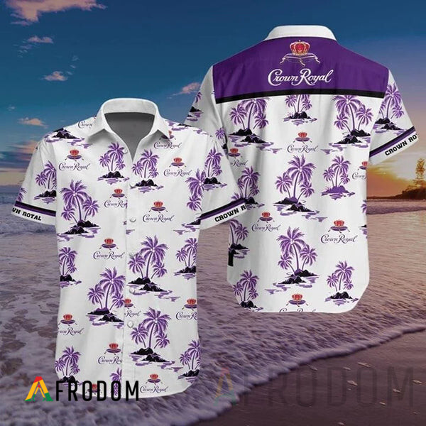 Boho Tropical Palm Crown Royal Hawaii Button Shirt HU