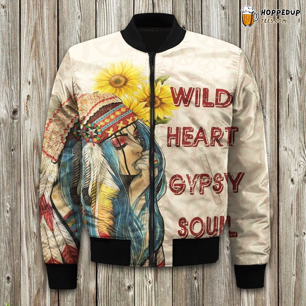 Boho Vibe Flower Child Theme Bomber Jackets Winter Peace Call