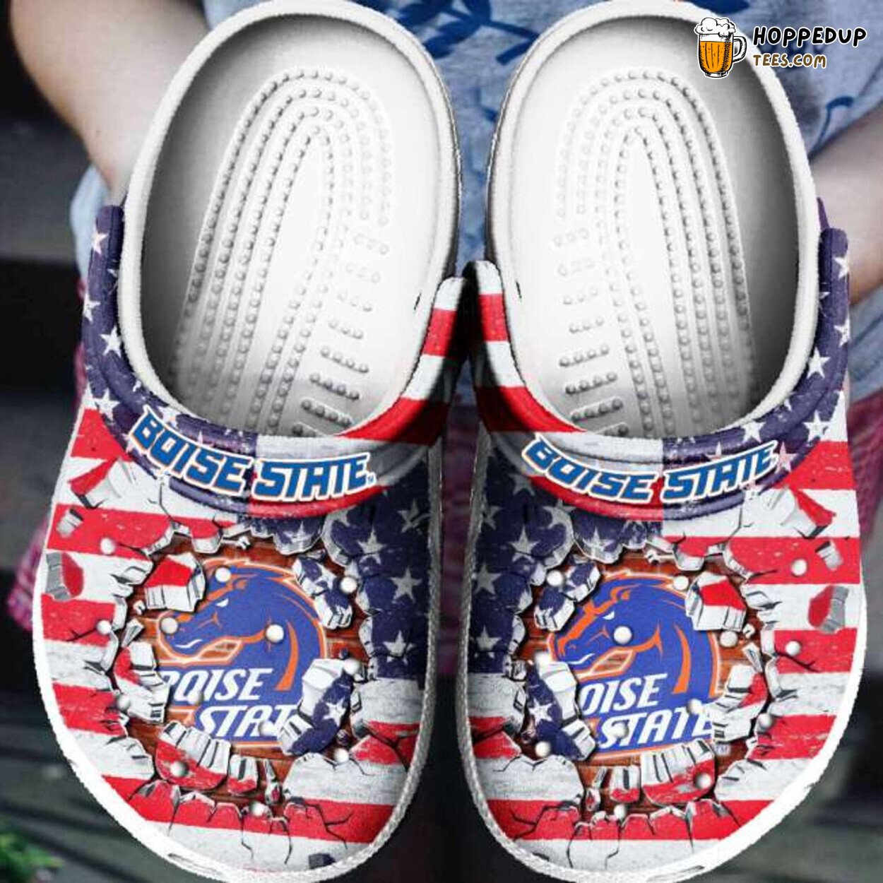 Boise State America Flag Inspired Comfortable Unique Clogs Shoes