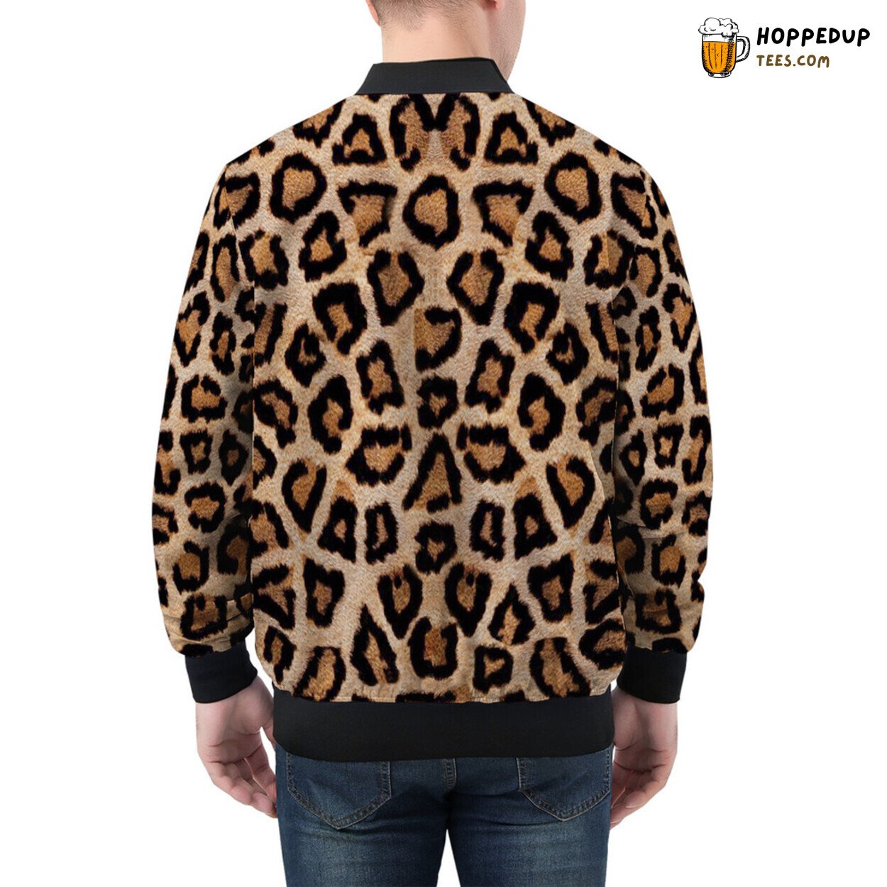 Bold Leopard Pattern Men’s Bomber Jacket Ideal for Trendsetters