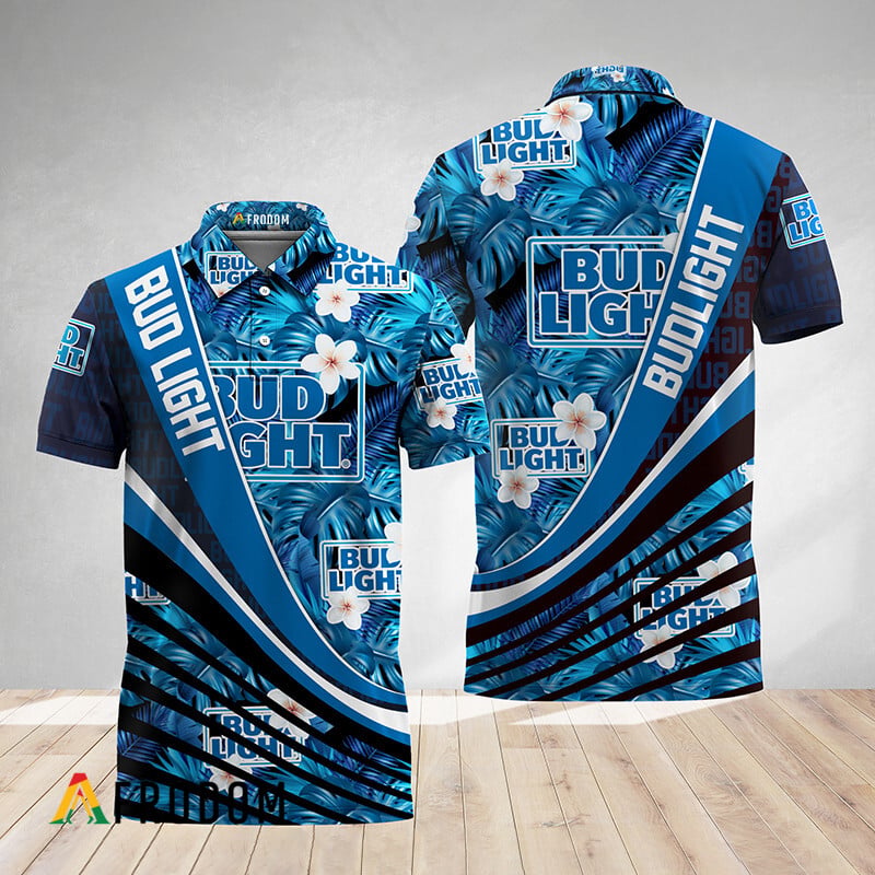 Bold Monstera Floral Aloha Bud Light Polo Shirt HU