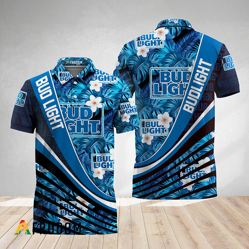 Bold Monstera Floral Aloha Bud Light Polo Shirt HU