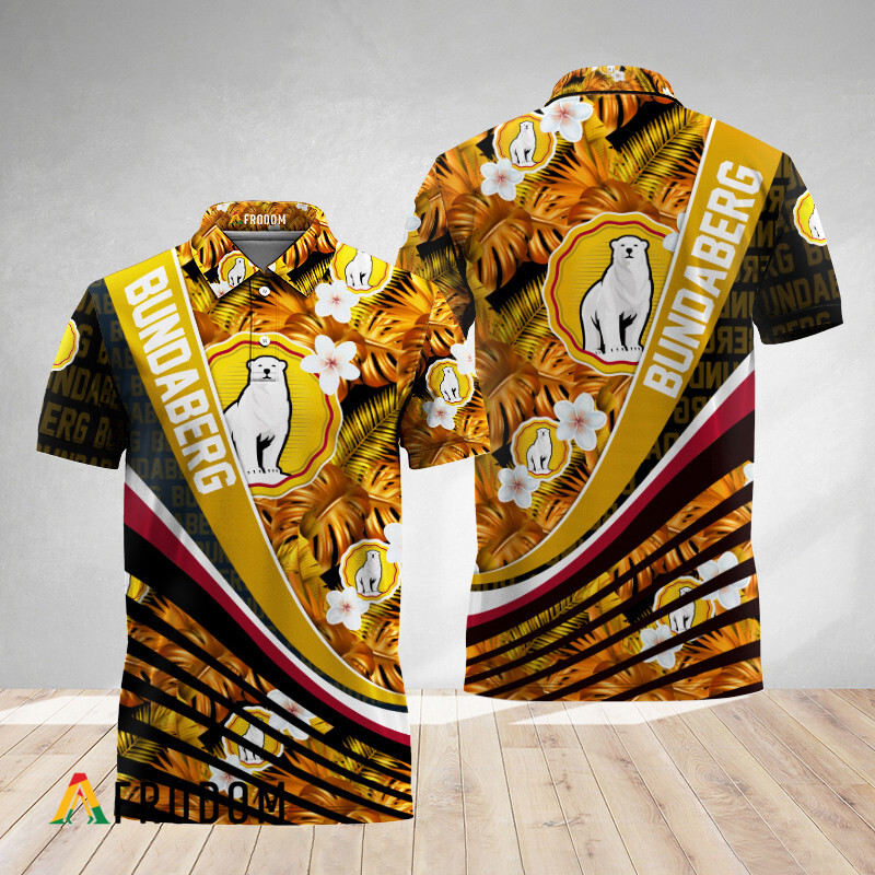 Bold Monstera Floral Aloha Bundaberg Rum Polo Shirt HU