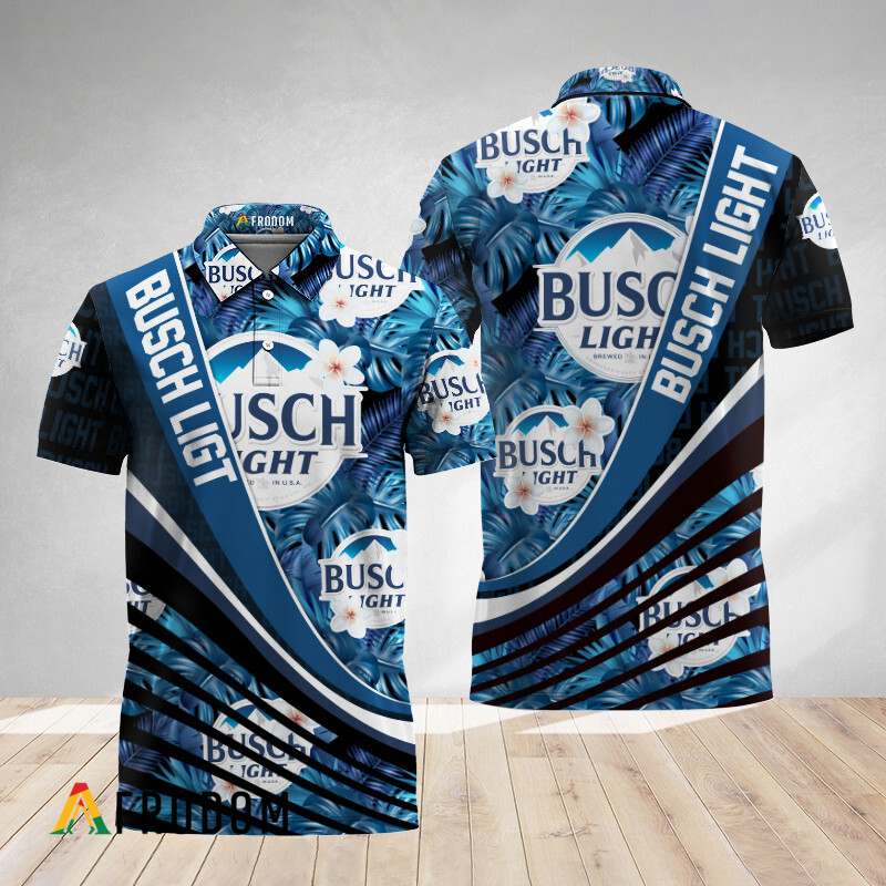 Bold Monstera Floral Aloha Busch Light Polo Shirt HU