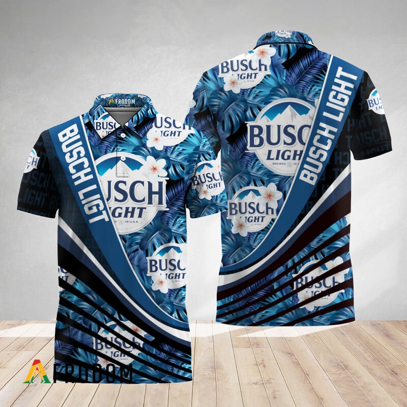 Bold Monstera Floral Aloha Busch Light Polo Shirt HU