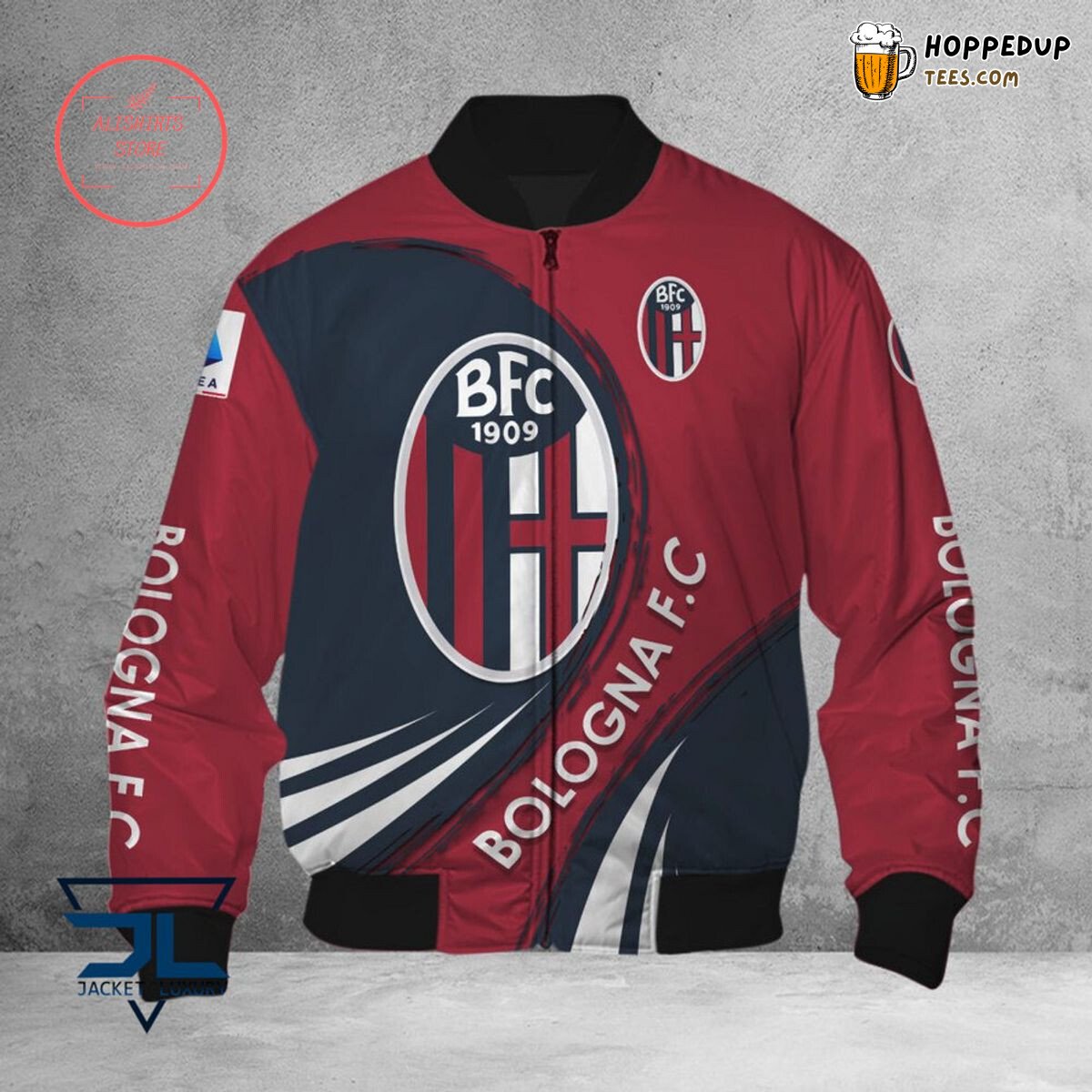 Bologna FC Red Dark Blue Stylish Football Bomber Jacket Series