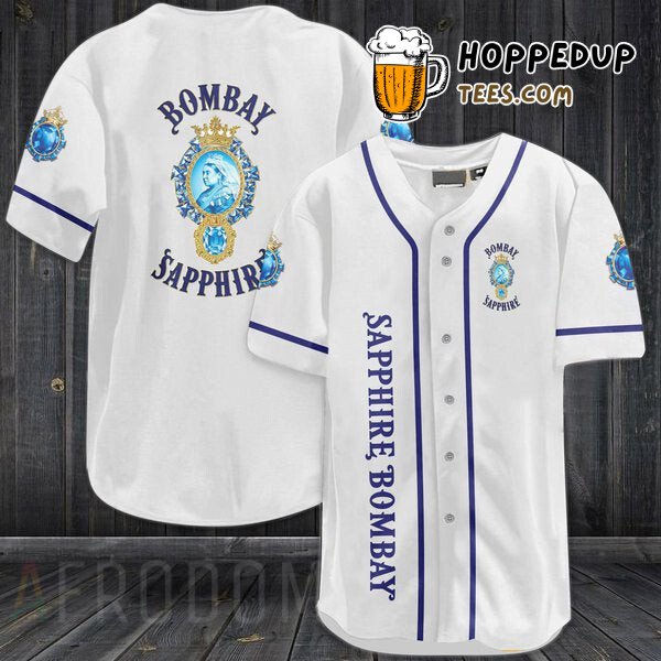 Bombay Sapphire White Baseball Jersey Unique Distinctive Design Theme Look