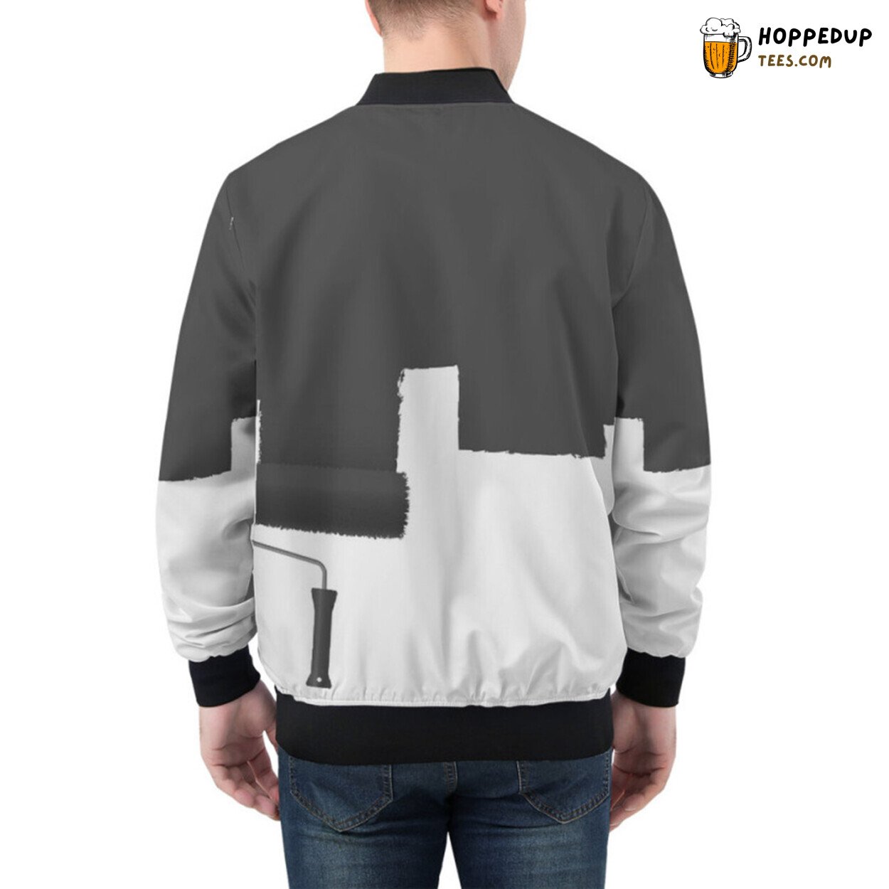 Bomber Jacket Designed to Resemble Artistic Paint Roller Patterns