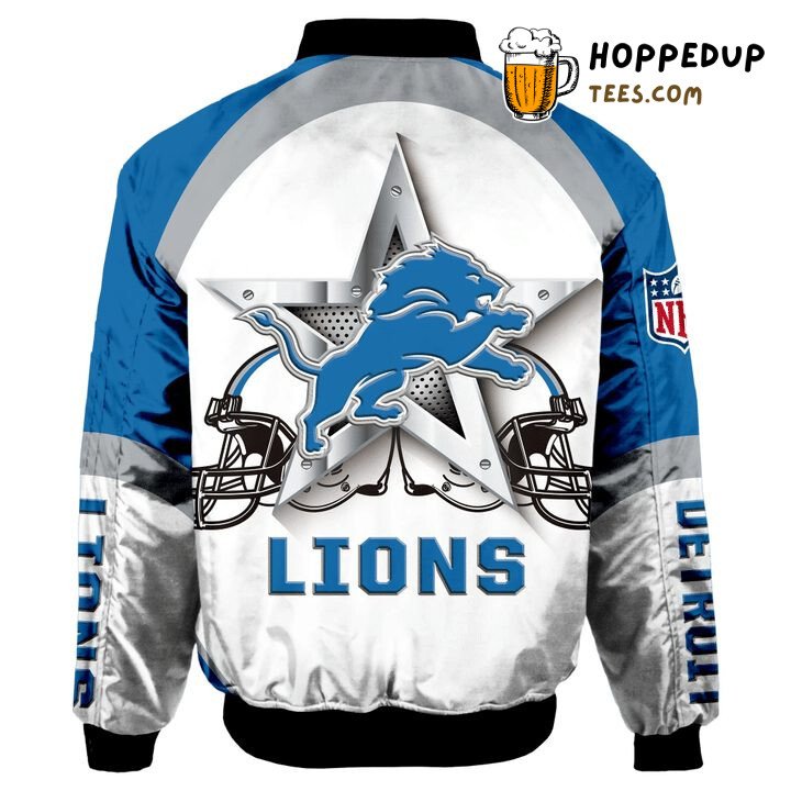 Bomber Jacket Detroit Lions NFL Edition White Blue Stylish Comfort Fit