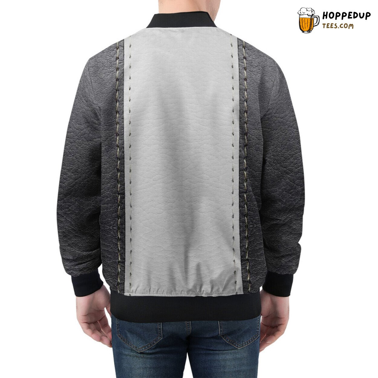 Bomber Jacket for Men Merges Two Tones in Striking Patchwork