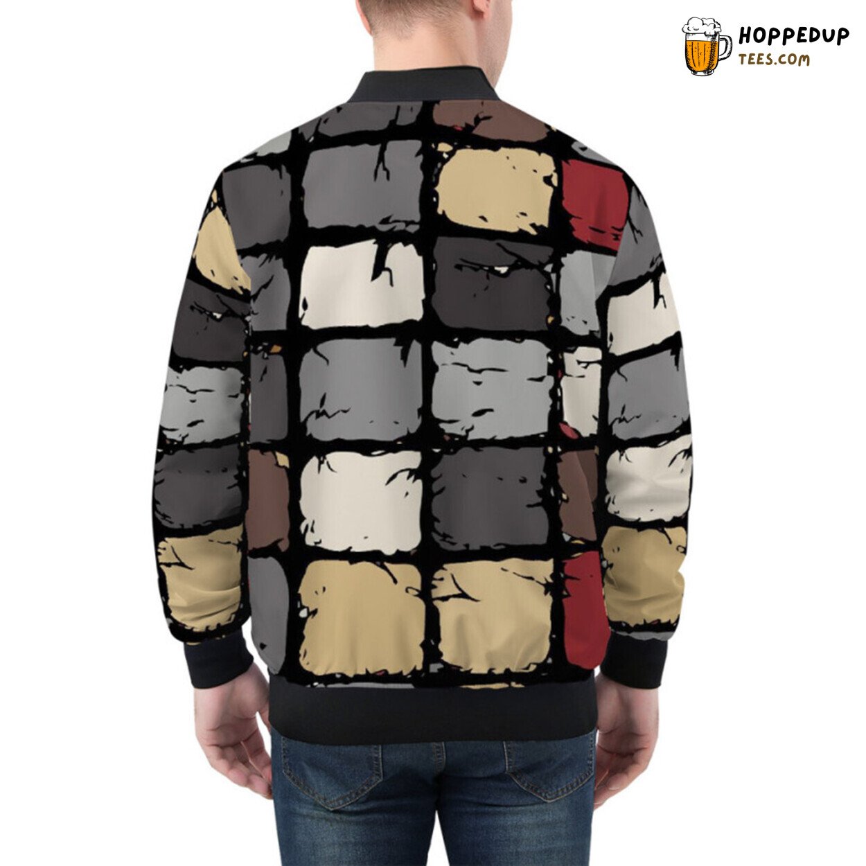 Bomber Jacket Hand Drawn Design Featuring Rough Brick Texture