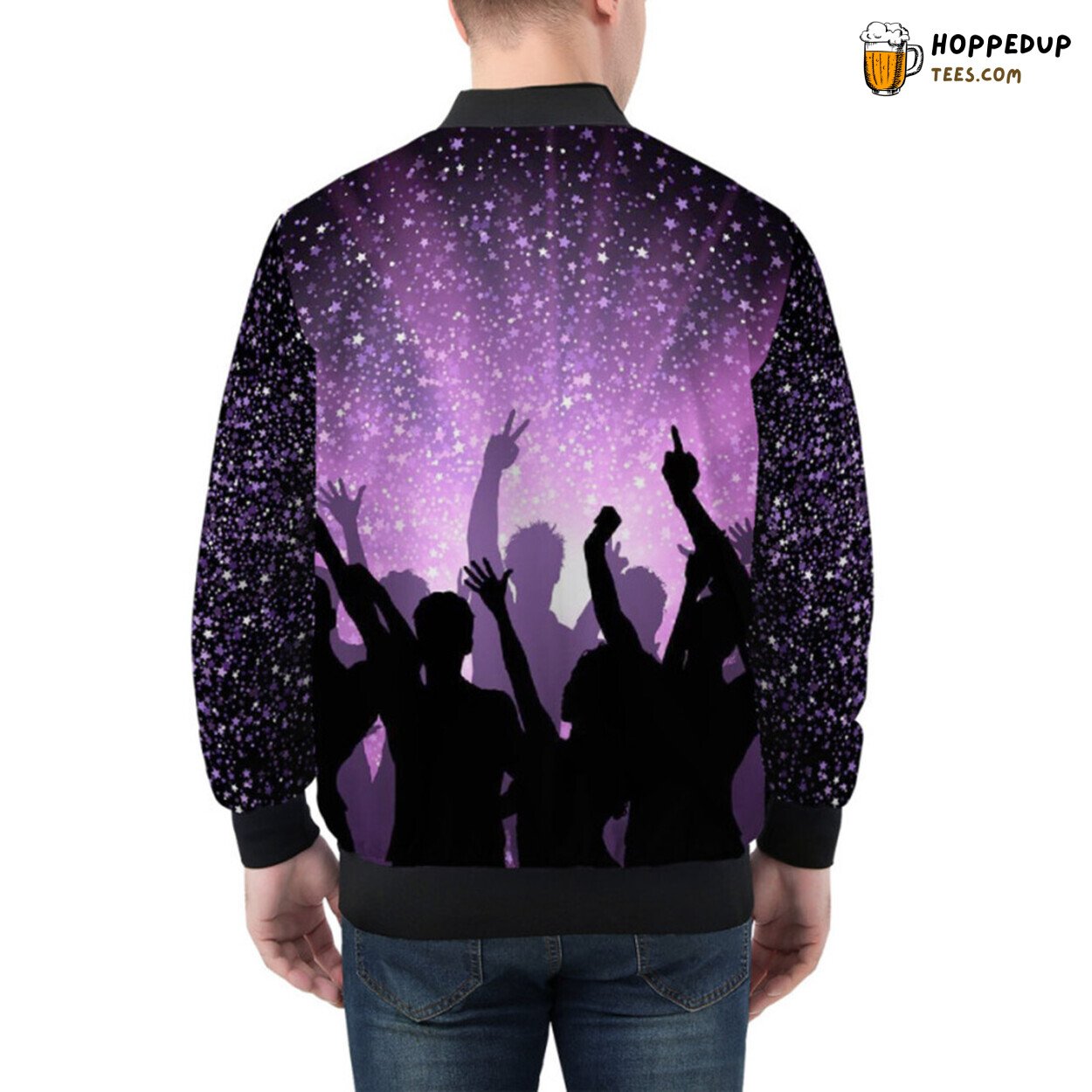 Bomber Jacket Highlighting Energetic Party Crowd Illustrations
