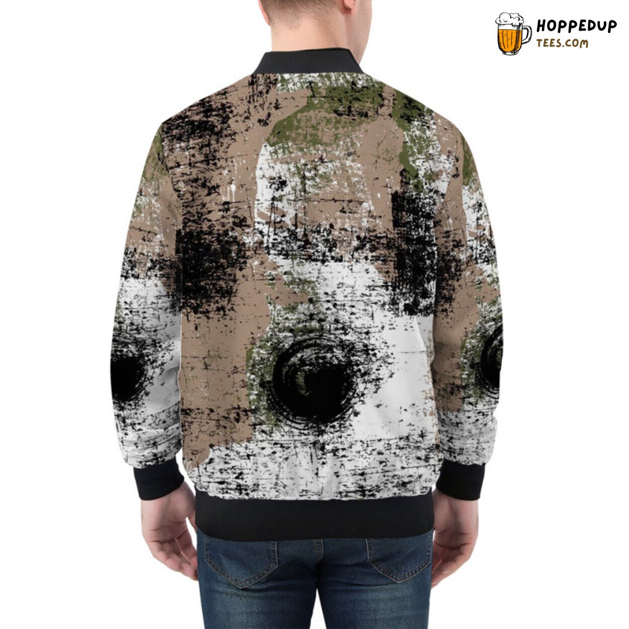 Bomber Jacket in Unique Grunge Style Camouflage Aesthetics