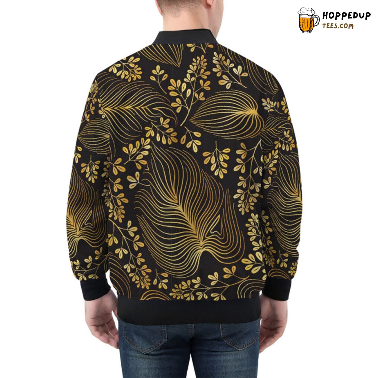 Bomber Jacket Inspired by a Golden Garden of Blooming Florals