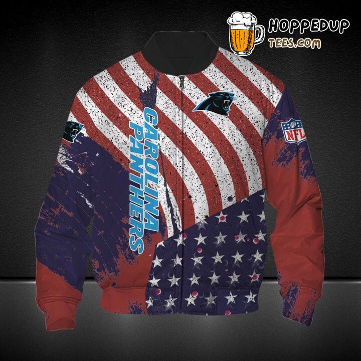 Bomber Jacket NFL Carolina Panthers Styled American Flag Unique Collection