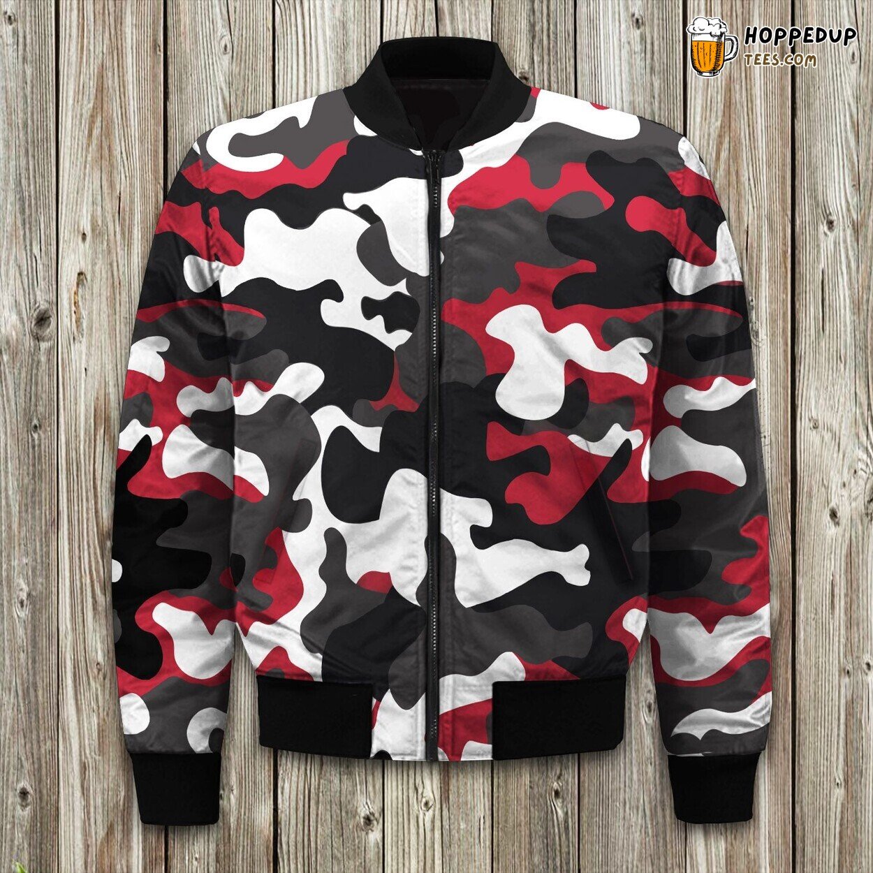 Bomber Jacket Red Snow Camouflage Winter Unique Cold Season Trend