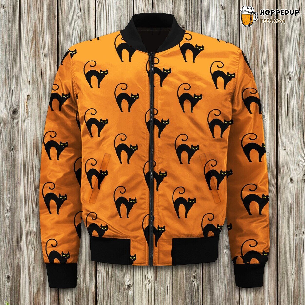 Bomber Jacket Winter Black Cat Halloween Crafted Tailored Precision