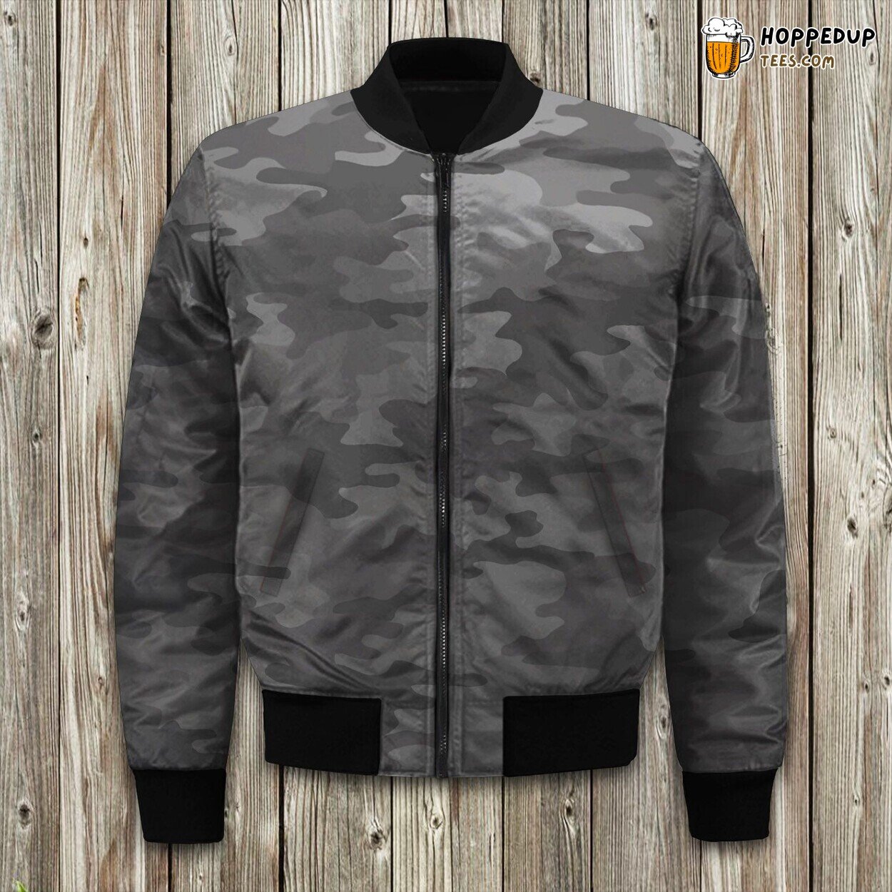 Bomber Jacket Winter Black Grey Camo Edition Unique Style Precision