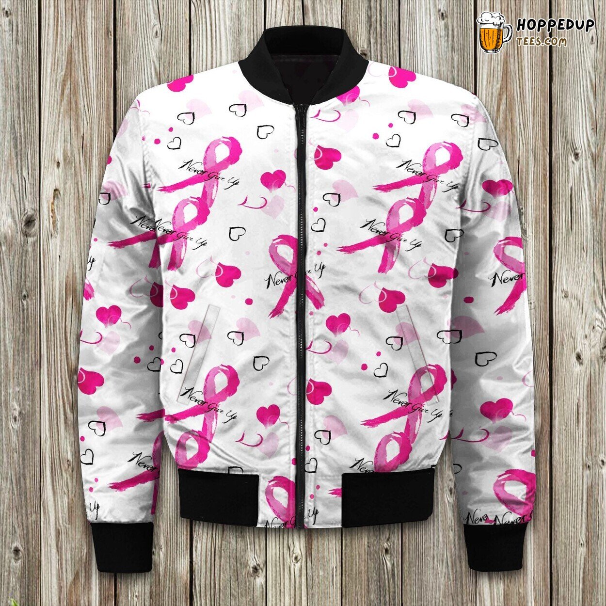 Bomber Jacket Winter Breast Cancer Awareness Precision Crafted Fit
