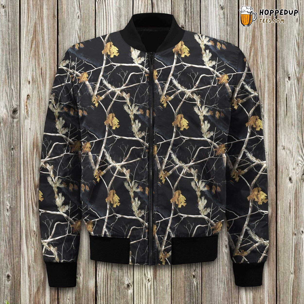 Bomber Jacket Winter Crafted Black Camo Design Edition Unique Style