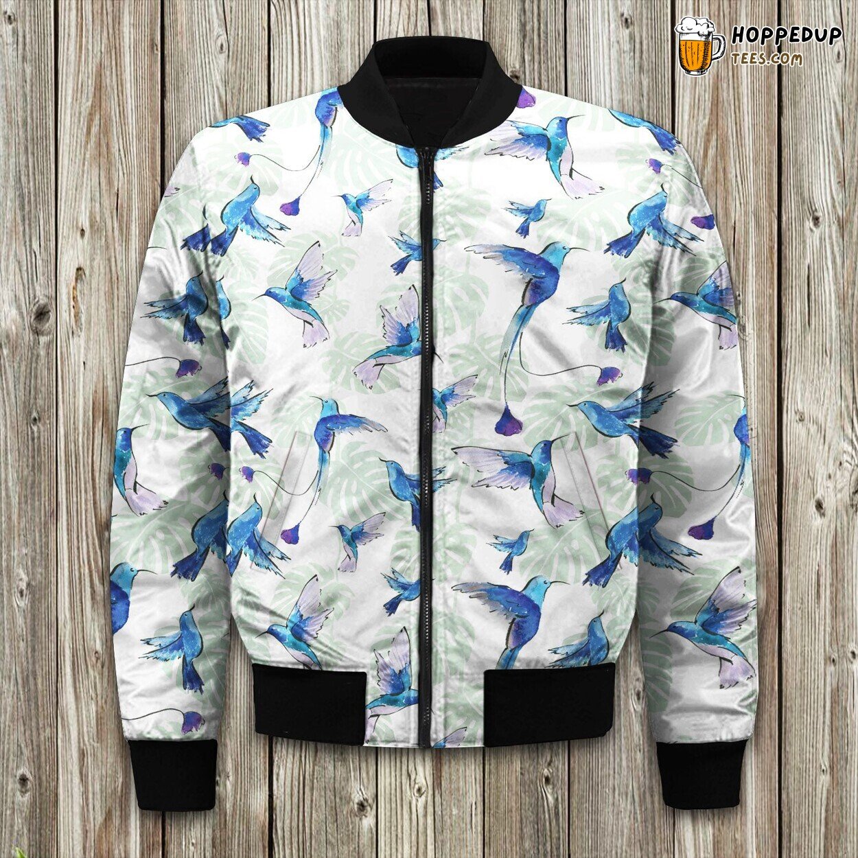Bomber Jacket Winter Crafted Design Hummingbird Bird Special Edition