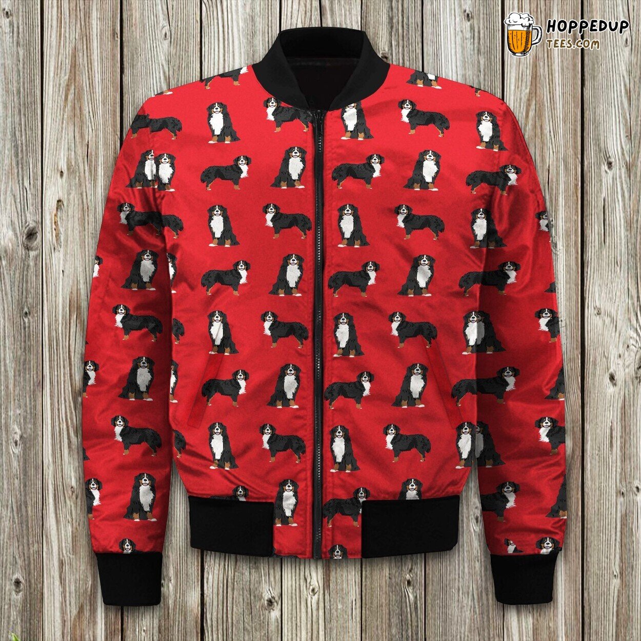 Bomber Jacket Winter Design Featuring Bernese Mountain Dog Tailored