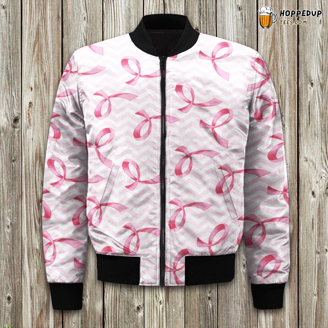 Bomber Jacket Winter Wear Advocating Breast Cancer Support