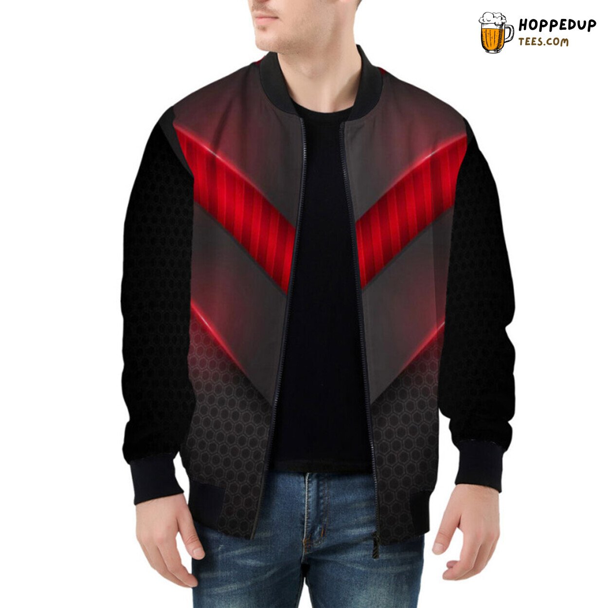 Bomber Jacket with 3D Arrow Patterns in Futuristic Concept