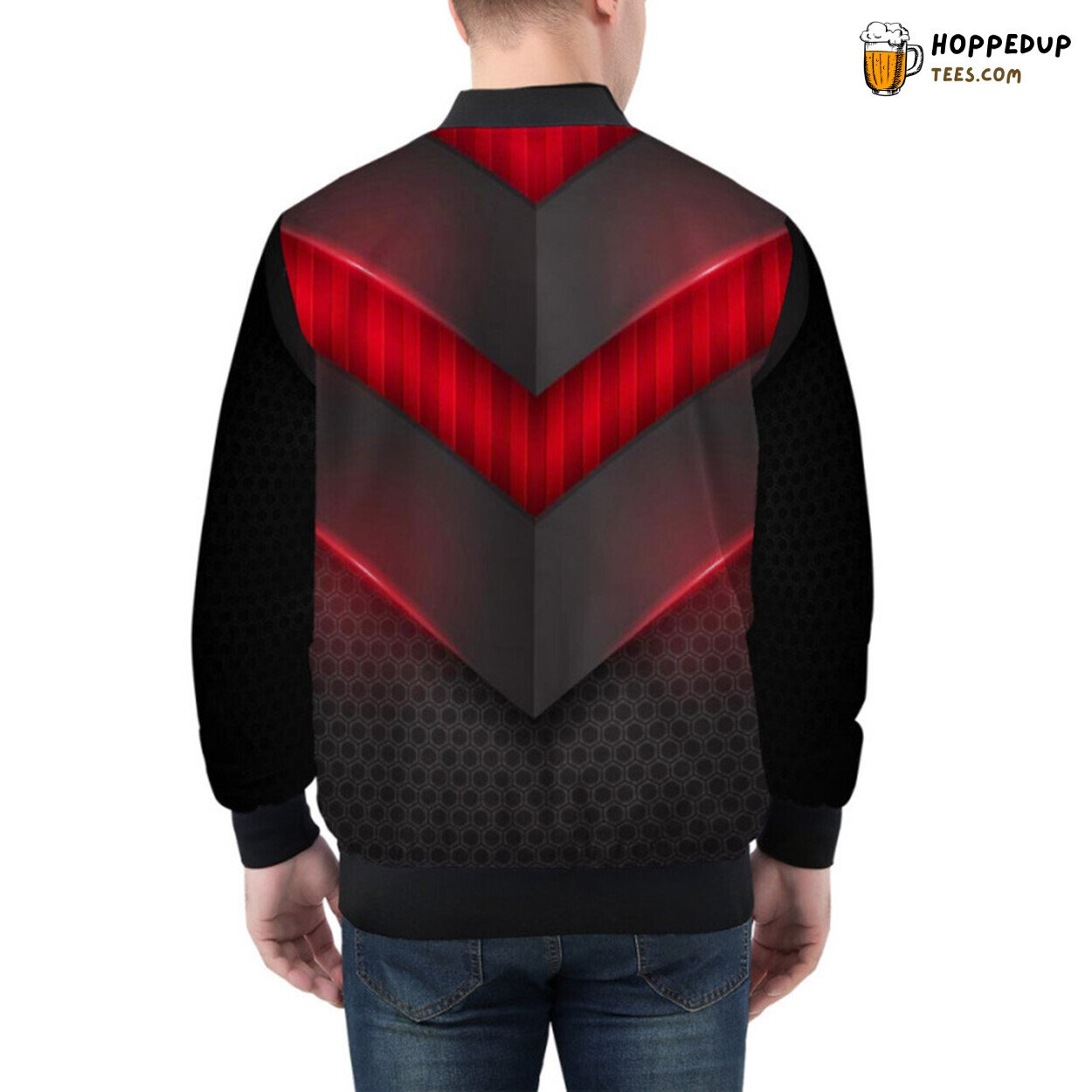 Bomber Jacket with 3D Arrow Patterns in Futuristic Concept