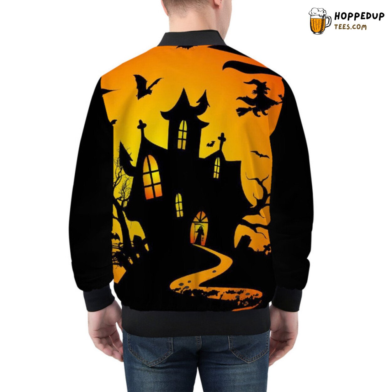 Bomber Jacket with Halloween Inspired Creepy and Dark Designs