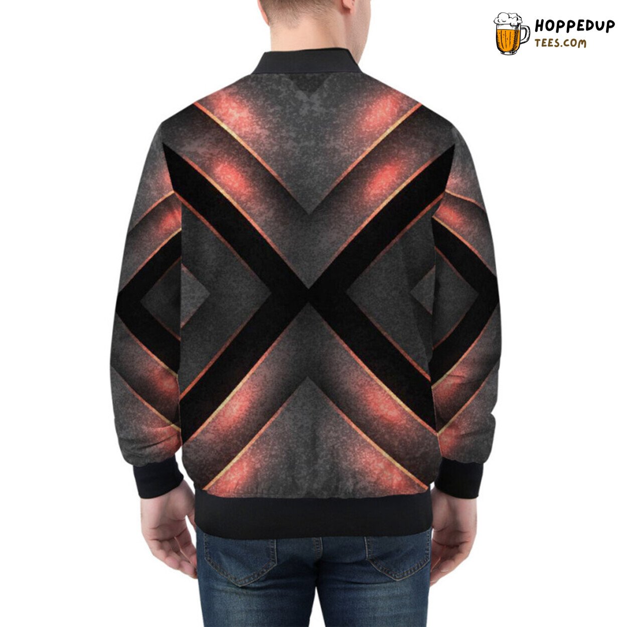 Bomber Jacket with Modern Graphic Patterns in Grunge Style