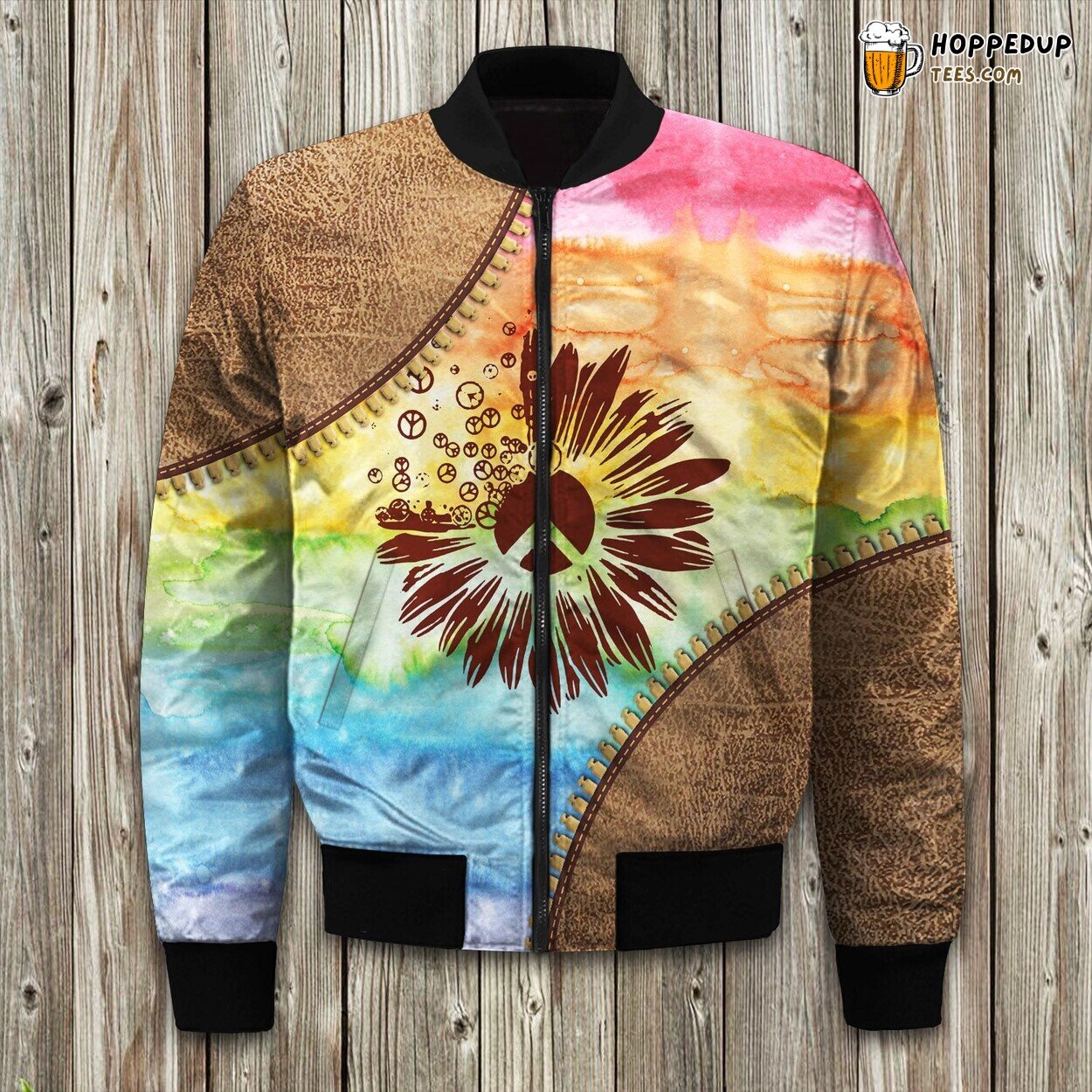 Bomber Winter Jacket Featuring Hippie Soul Retro Inspiration Coat