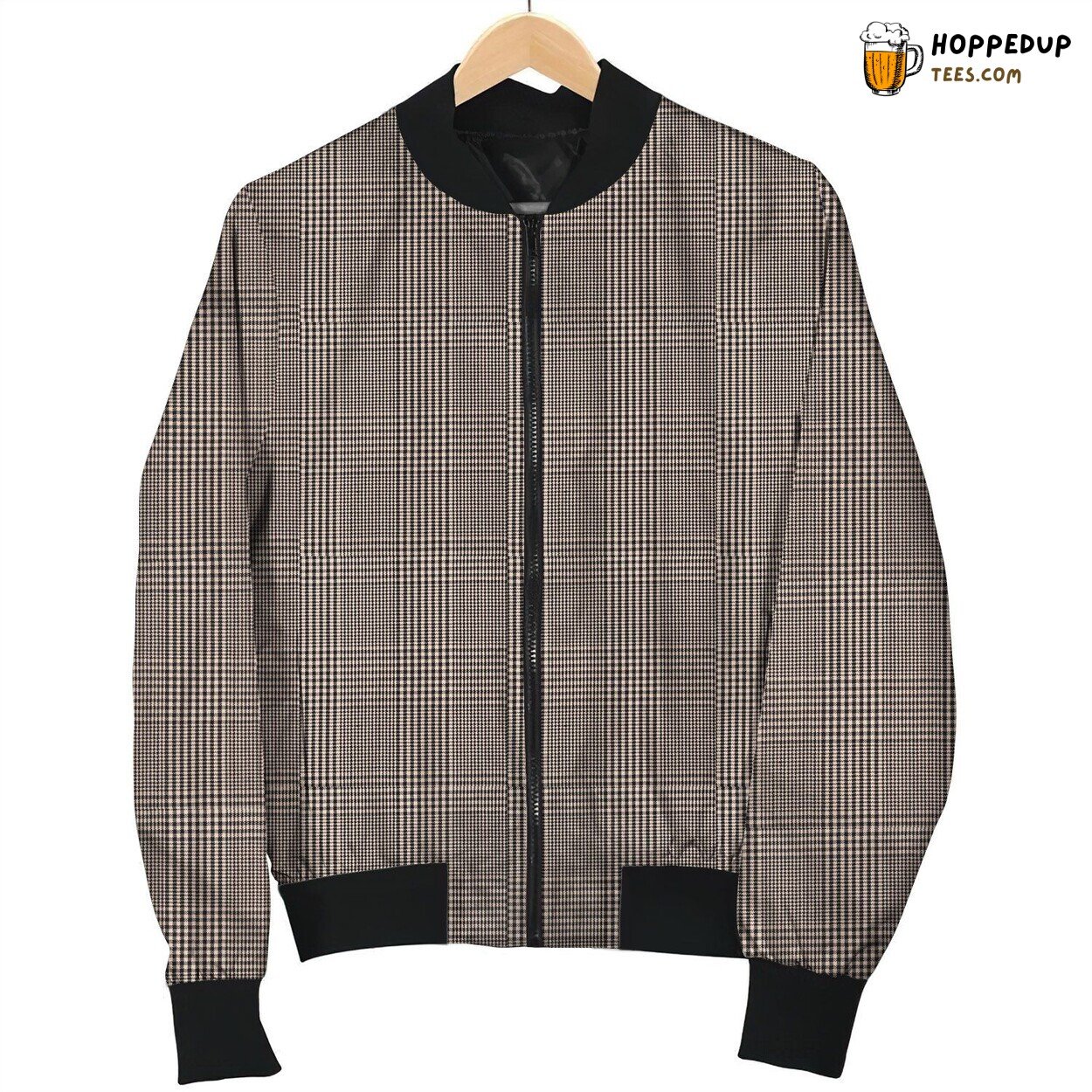 Bomber Winter Jacket Tartan Grey Brown Unique Collection Design Style Look