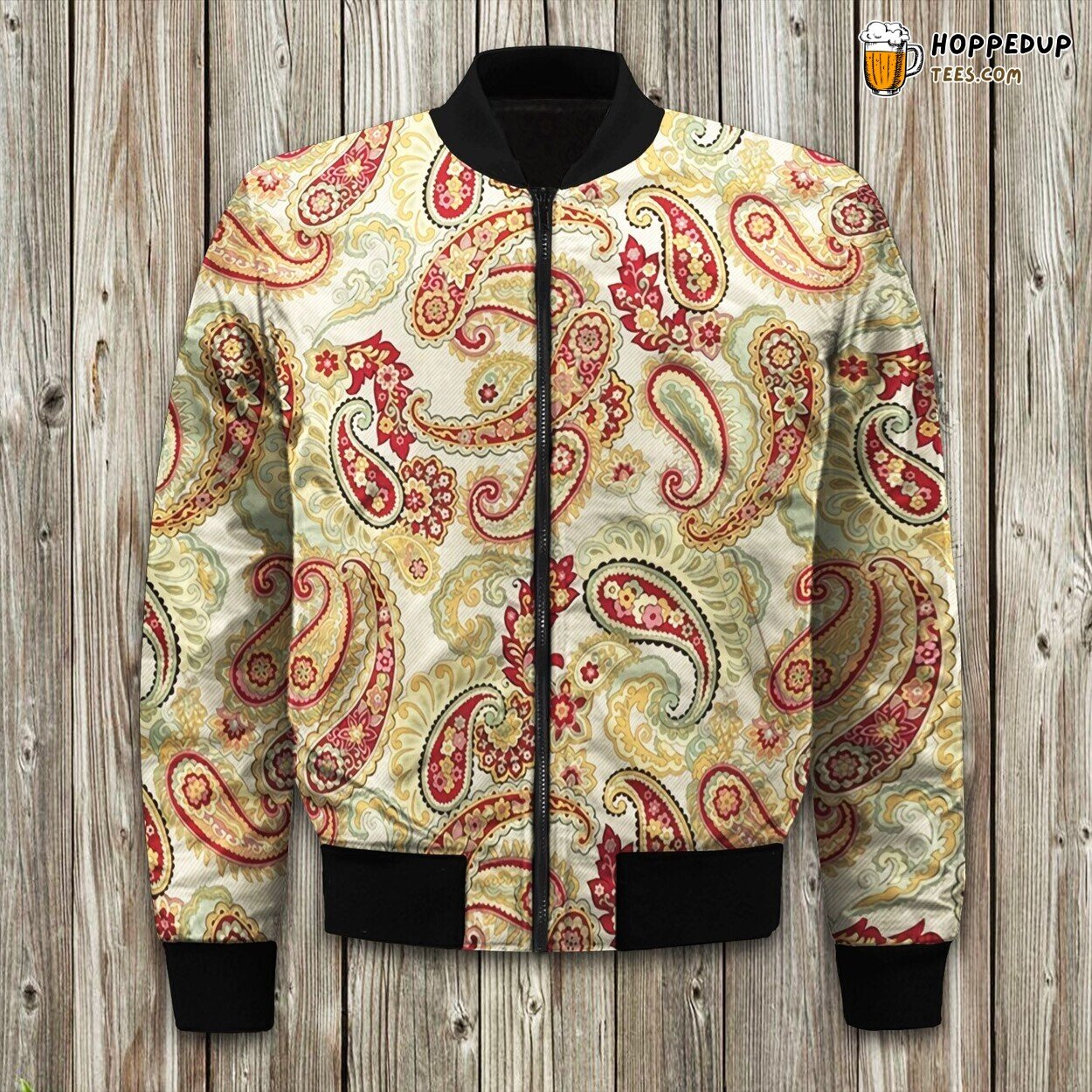 Bomber Winter Jacket Teal Orange Paisley Design Unique Collection Look