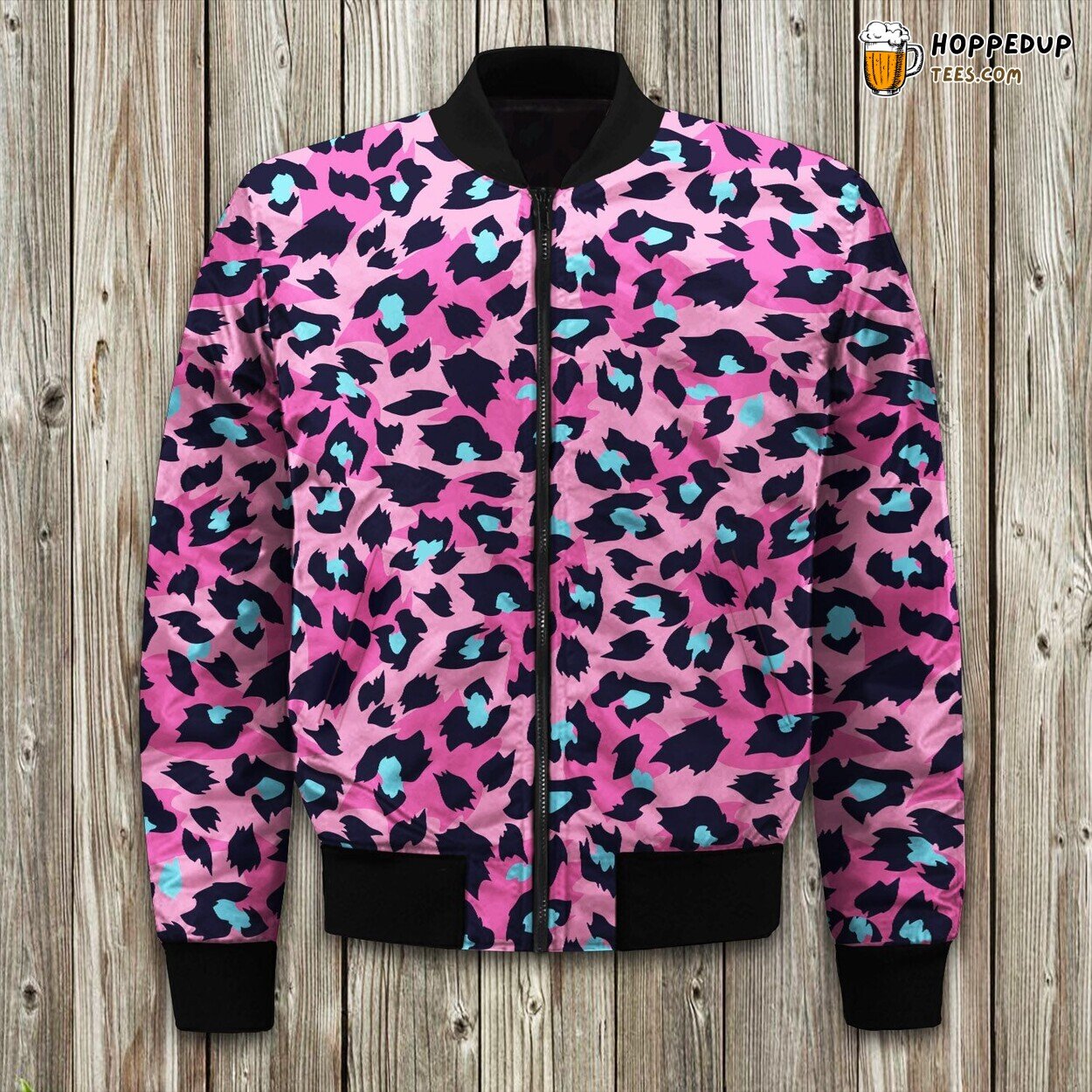 Bomber Winter Jacket With Classic Leopard Retro Inspired Design