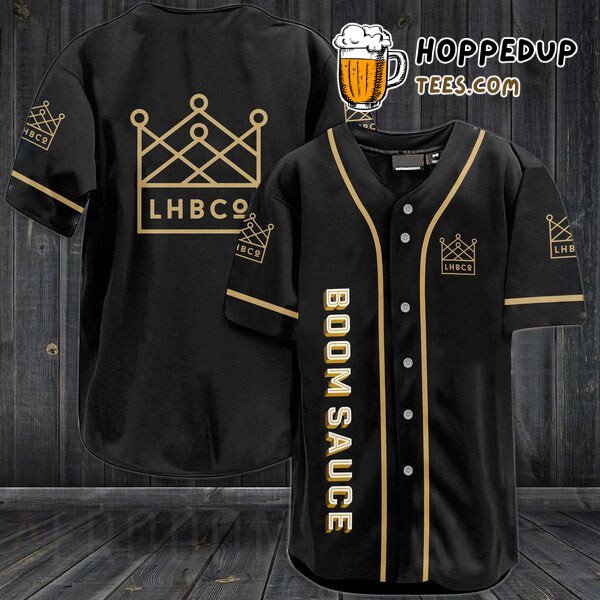 Boomsauce Beer Themed Black Baseball Jersey Unique Distinctive Design Look