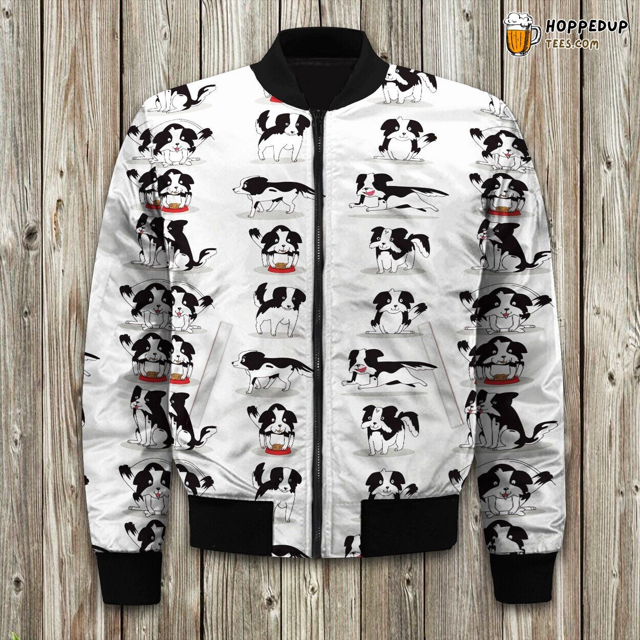Border Collie Gray Fashion Bomber Jacket