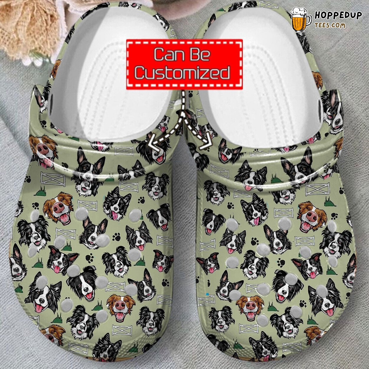 Border Collie Pattern Animal Print Themed Comfortable Clog Shoes