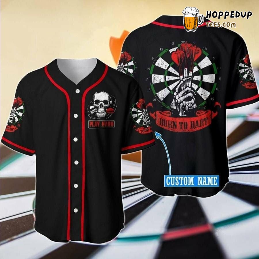 Born To Dart Skull Baseball Jersey Personalized Unique Design Distinctive
