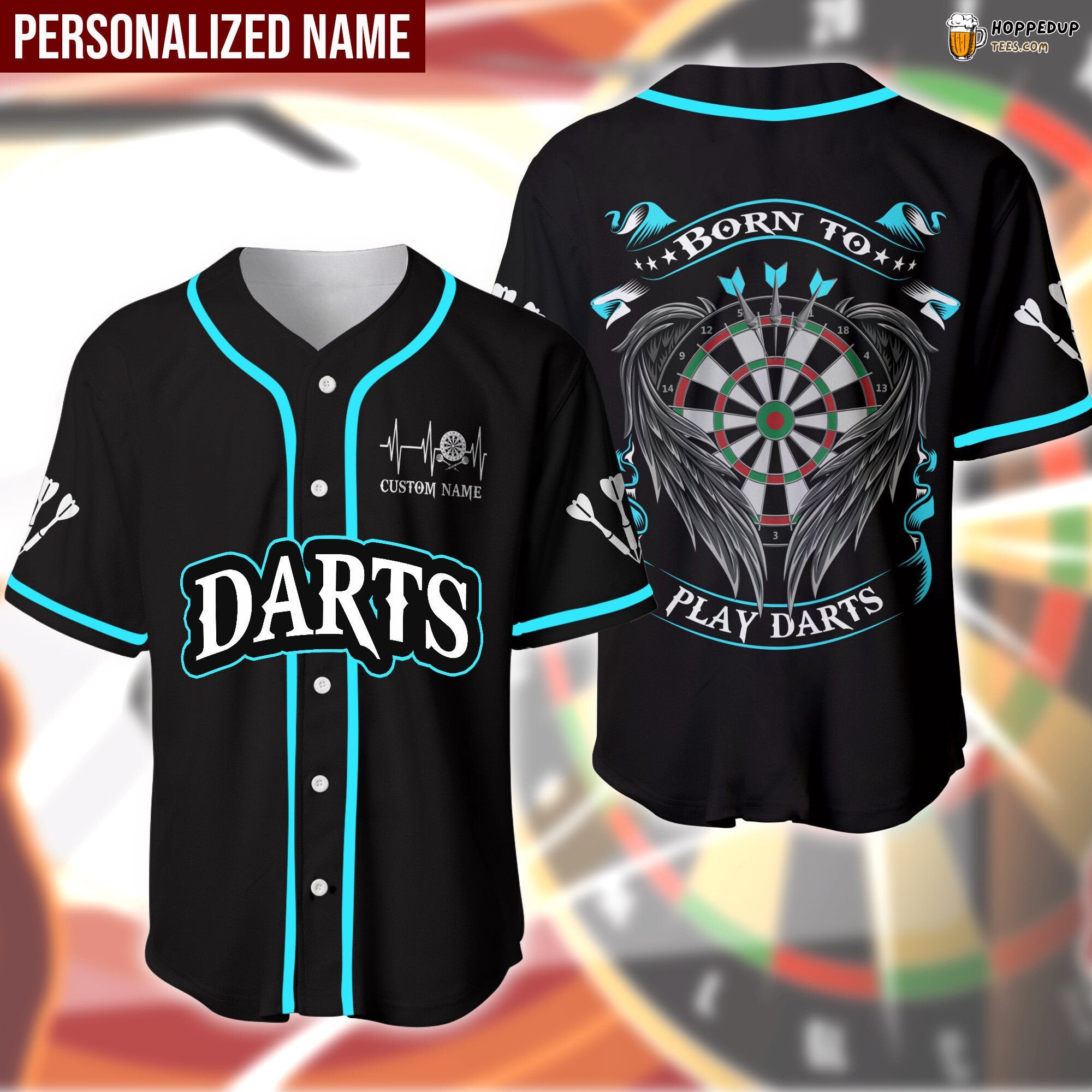 Born To Play Darts Theme Baseball Jersey Personalized Distinctive Look
