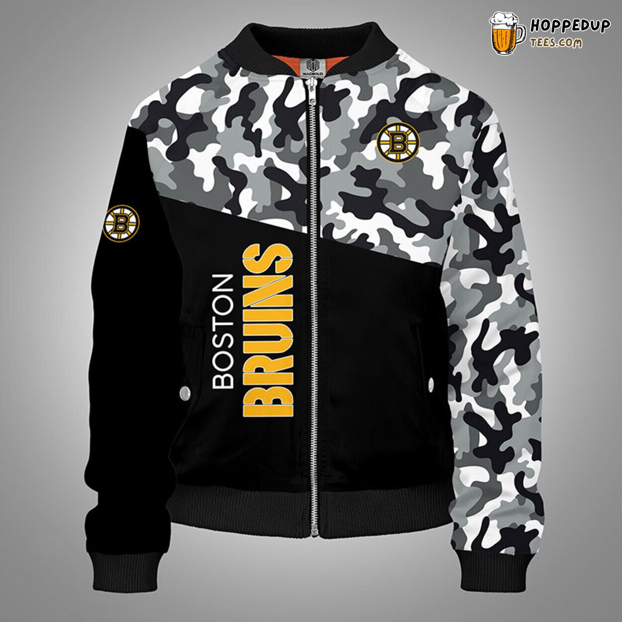 Boston Bruins NHL Camouflage Black Unique Bomber Jacket Stylish Design Look