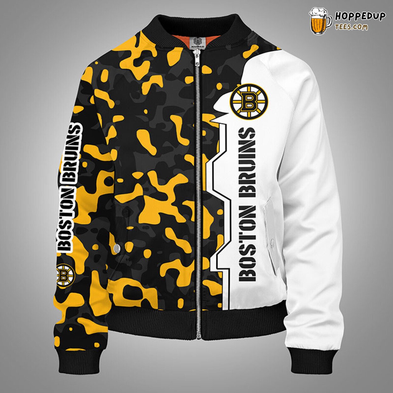Boston Bruins NHL Camouflage Yellow Unique Bomber Jacket Stylish Design