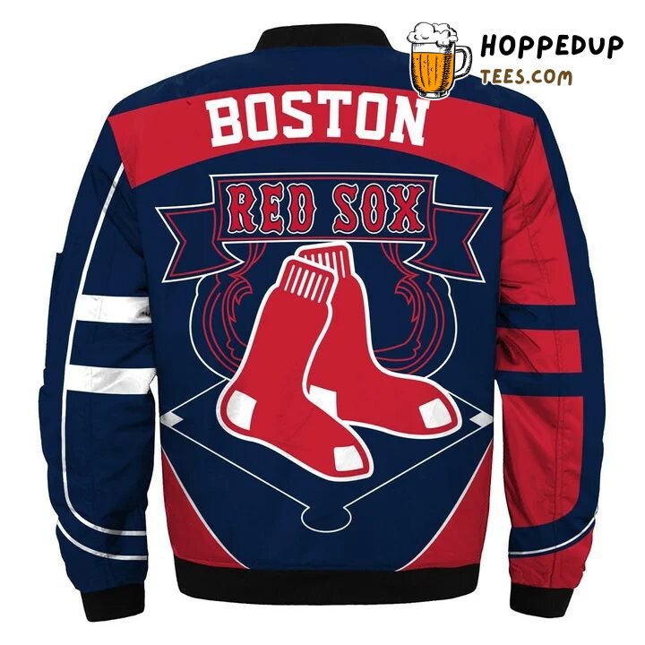 Boston Red Sox MLB Red and Navy Blue Fan Bomber Jacket Design