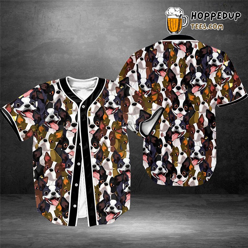 Boston Terrier Love 3D Printed Baseball Jersey Shirt Dog Breed
