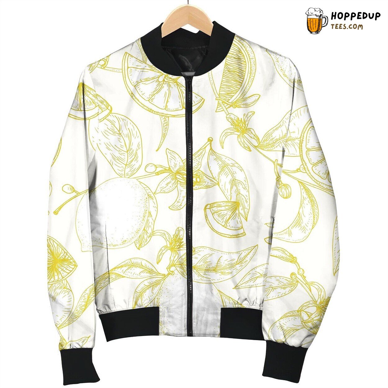 Botanical Seamless Pattern With Ripe Lemons Bomber Jacket