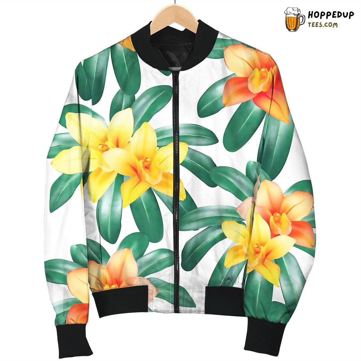 Botanical Seamless Pattern With Tropical Bomber Jacket