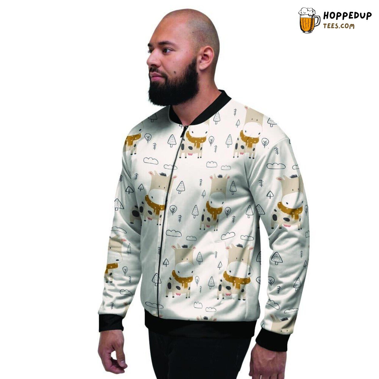 Bovine Adorableness Captured Cute Cow Art Display Men’s Bomber Jacket Charm
