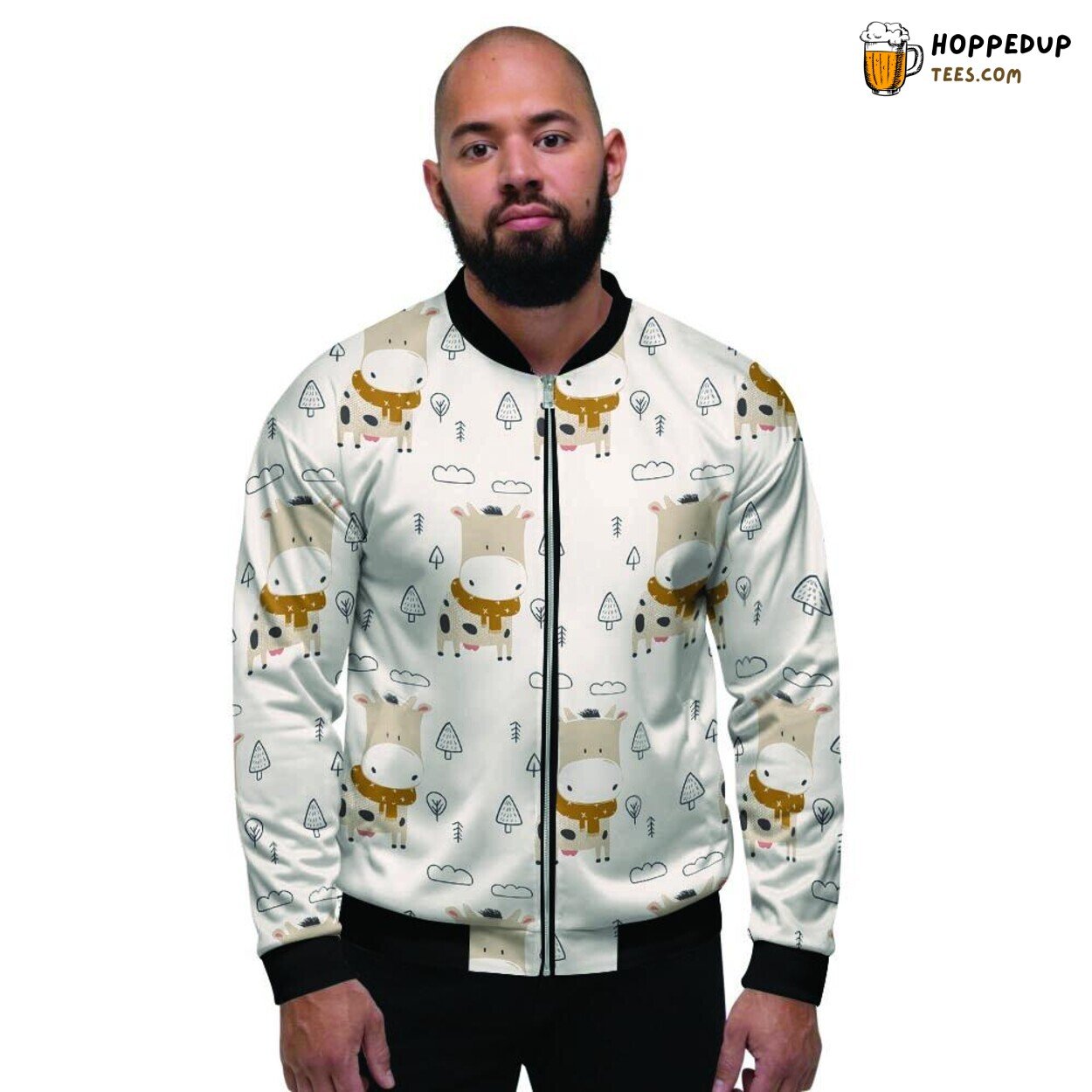 Bovine Adorableness Captured Cute Cow Art Display Men’s Bomber Jacket Charm