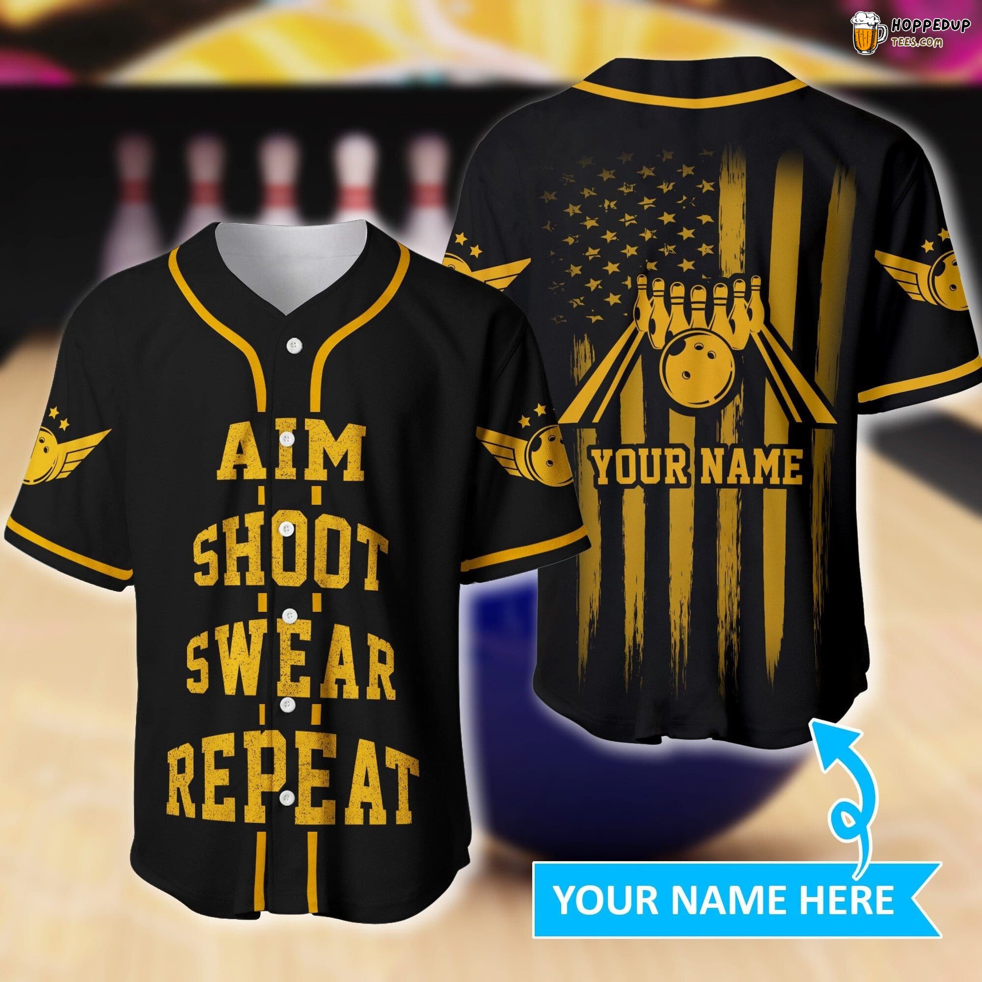 Bowling Lovers Baseball Jersey Aim Shoot Swear Personalized Unique Design